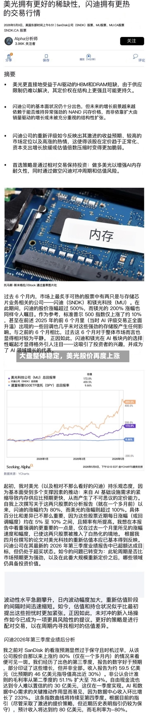 大盘整体稳定	，美光股价再度上涨-第2张图片